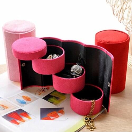 Creative Cylinder Three-tier Jewelry Storage Holder Earring Ear Stud Ring Storage Organizer Box Women Gift Free Shipping