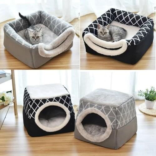 Pet Bed Cats Dogs House Soft Plush Kennel Puppy Cushion Small Dogs Cats Nest Winter Warm Sleeping Bag Cave Mat Pet Supplies