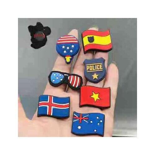 7PCS PVC Cute Cartoon Country Flag Fridge Magnetic Sticker Glasses Police Badge England Refrigerator Magnets Children Gifts