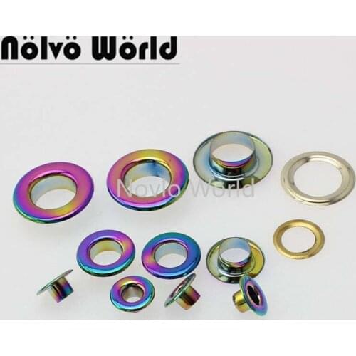 10 pieces test, inner width 5/8/10/12mm, rainbow iron eyelet metal eyelets with grommet for leather craft belt bag tag clothes