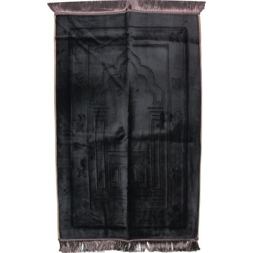 Dokuteks Solid Color Plush Prayer Rug Pattern-2-Color-Coffee