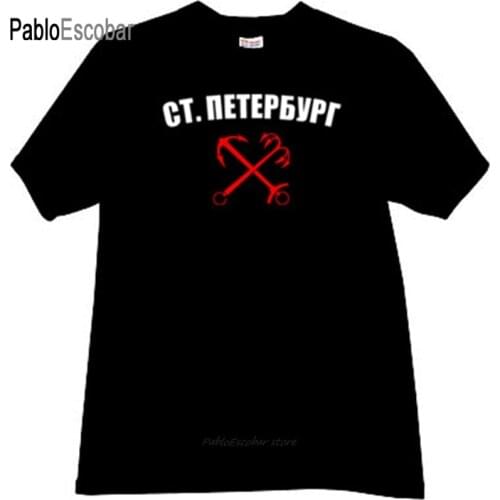Fashion t-shirt men cotton t shirt Saint Petersburg Cool Russian T-shirt in black brand tee-shirt male summer tops