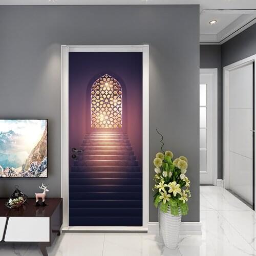 Muslim Style Arab Door Frame DIY Door Sticker Home Decoration Wall Sticker Bedroom Porch Art Applique Peel & Stick PVC Wallpaper
