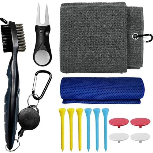 Golf Club Cleaning Kit,Golf Towel,Sport Cooling Towel,Golf Brush&Groove Cleaner,Golf Divot Tool,Golf Tees&Golf Markers