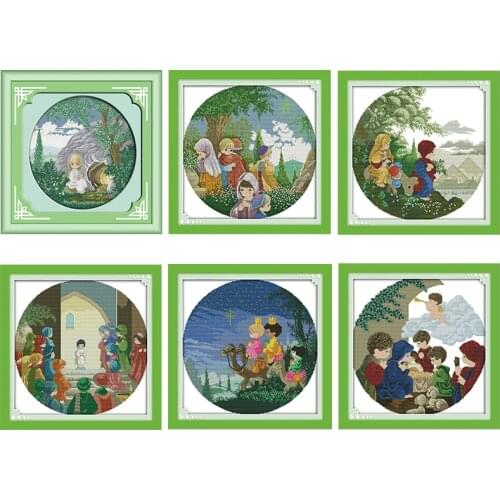 Fairy Tale Joy Sunday Stamped Cross Stitch Kit Pattern Printed 14CT 11CT Counted Print Handmade Embroidery Needlework Home Decor