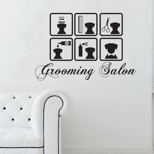 Pets Dog Grooming Pets SalonVet Shop Stickers Wall Sticker Pets Grooming Salon Window Posters Decoration Vinyl Wall Decal ov100