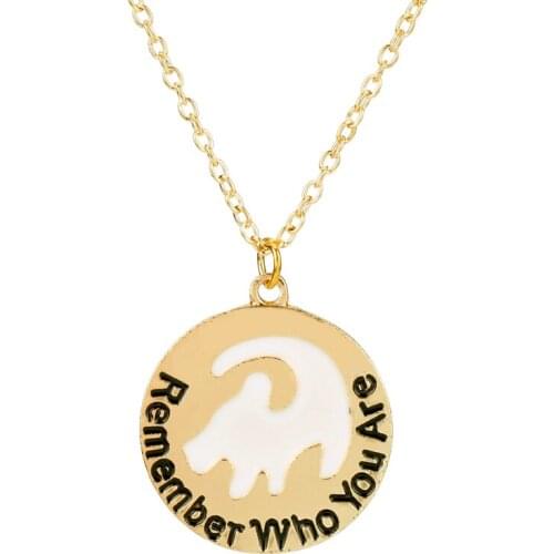 Lion King Simba Necklace Inspires Jewelry Remember Who You are Letters Choker Women Fashion Accessories 50cm+ link Chain Gift