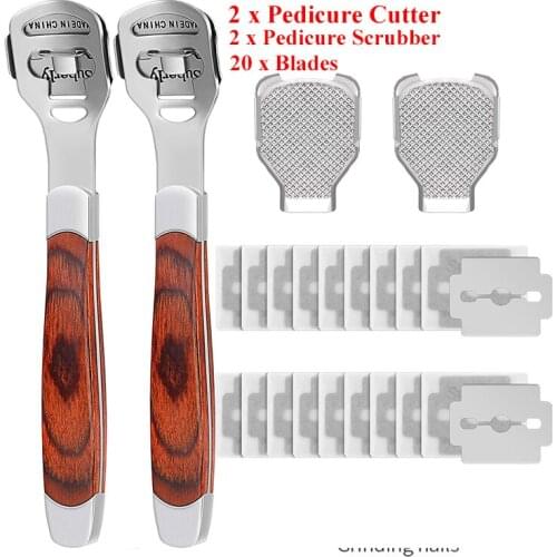 24pcs/Set Callus Shaver Hand Foot File with 20 Blades Shaver Cuticle Cutter Hard Skin Remover Rasp Pedicure Razor Foot Care Tool