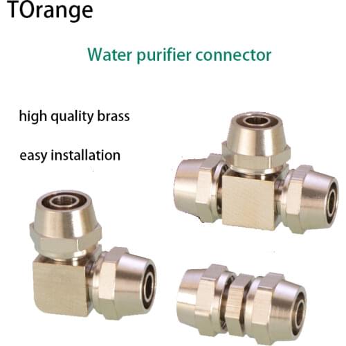 Connector Pure Water Machine Water Inlet Tee Water Filter Water Dispenser 3/8IN Three Pass Filter Elbow Copper Fittings