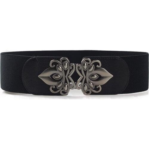 BrandWomen Belts Luxury Brand Ladies Girls Fashion Wide Metal Buckle Stretchy Elastic Waist Belt Waistband Belts For Women