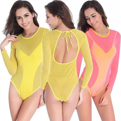 Sexy double-Deck Mesh One Piece Swimsuit Women Backless Bandage Push Up Swimwear 2021 Summer Gymnastics Bodysuit Bathing Suit