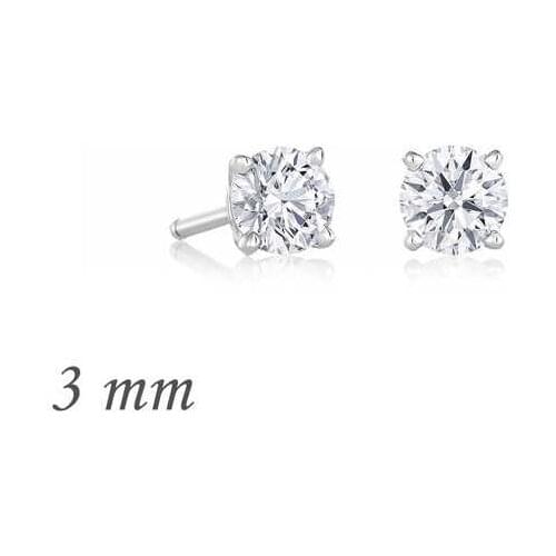 Silver Round Single Stone Zircon Earring - 3 mm , Quality products , Flashy Designs, kinds of Hundreds of earrings