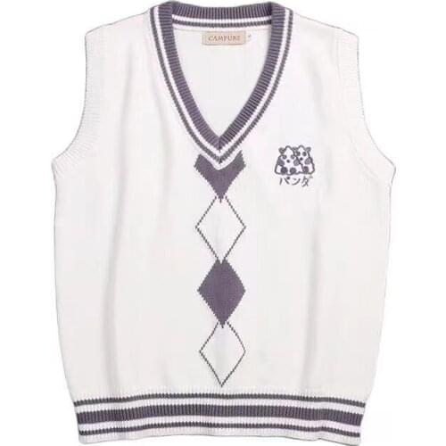 British Korean School Girl Sleeveless Sweater Vest School Uniforms V-neck Japanese Boys And Girls Students Korean Knitted Vest