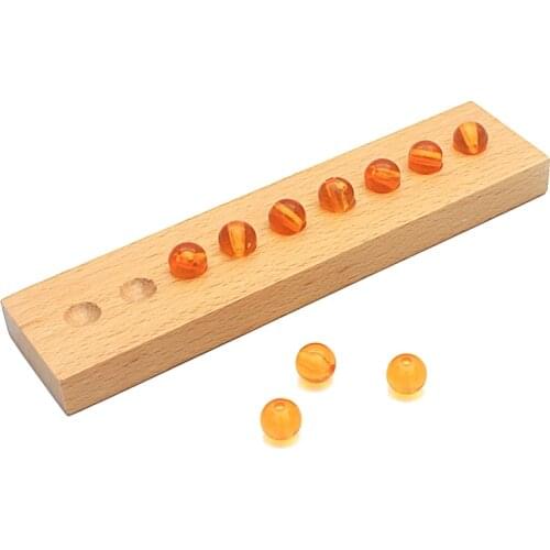 Kids Montessori Teaching Aids 10Pcs Golden Beads Units Wooden Toy Math Learning Decimal System Preschool Baby Toy for Children