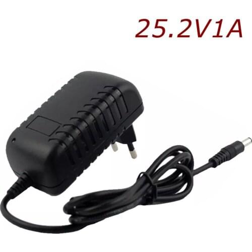 Universal 25.2V 1000mA 1A 5.5x2.1mm AC DC Power Supply Adapter Lithium Battery Pack Wall Charger EU / AU / US / UK Plug