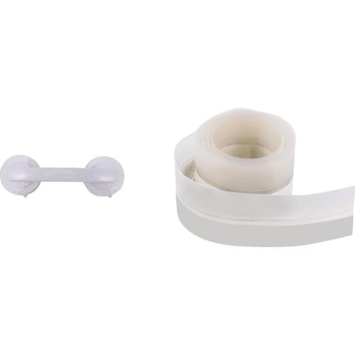Vacuum Sucker Suction Cup Handrail Bathroom Grip with Floor Stickers Transparent Windproof Rubber Sealing Strip
