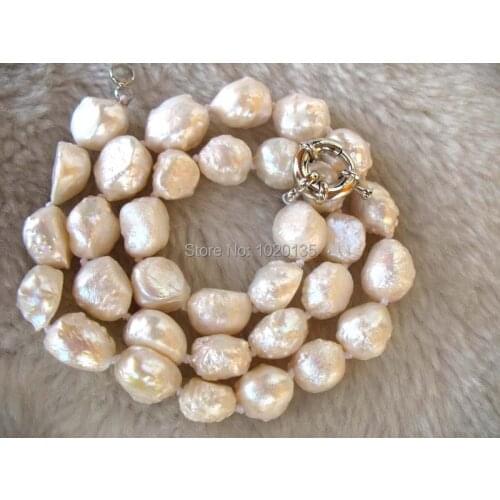 Wow! freshwater pearl unique baroque white 9-13mm necklace 17" nature FPPJ wholesale beads