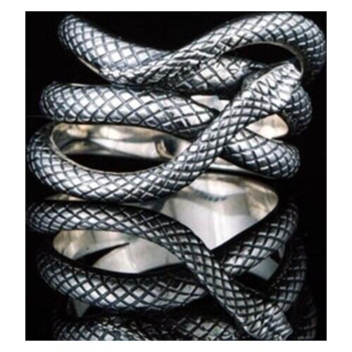 Vintage Silver Color Snake Ring for Men Women Punk Style Finger Ring Motorcycle Party Hip Hop Jewelry Fashion Ring Gifts