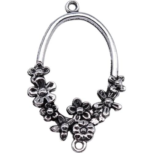 WYSIWYG 4pcs 41x25mm Porous Flower Earring Connector Jewelry Making Earring Connector Charms