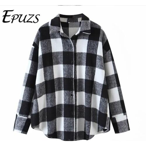 2021 Spring Vintage Plaid Oversize Jacket Coat Fashion Slim Long Sleeve Warm Black Jacket Coat Famale Outerwear Chic Top
