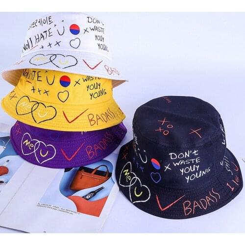 Panama Bucket Hat Men Women Summer Bucket Cap Print Yellow Hat Bob Hat Hip Hop Gorros Fishing Letter Fisherman Hat