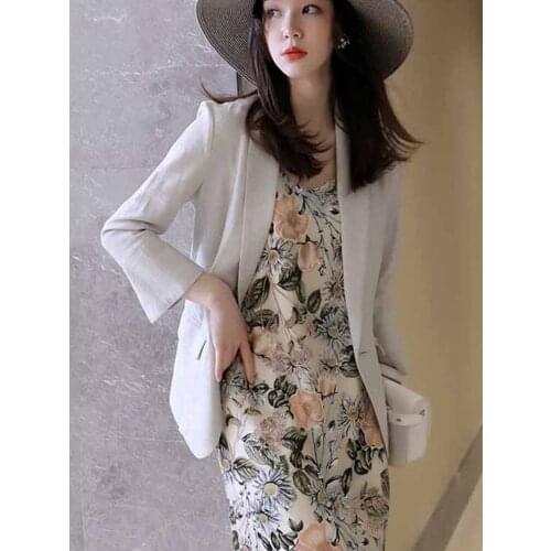 Womens Floral Printed Sling Dress Thin Shoulder Strap Retro Sleeveless Loose Mid-length Dress for Summer Prom TT@88