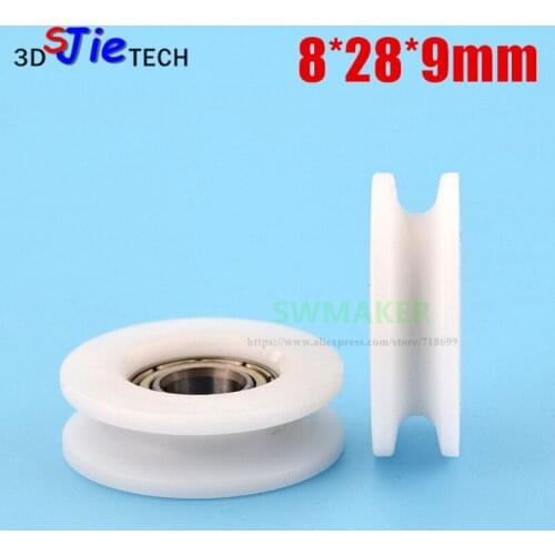 1pcs 8*28*9mm U groove roller pulley, plastic 688 bearing pulley/driven wheel, POM guide wheel/over line lifting wheel