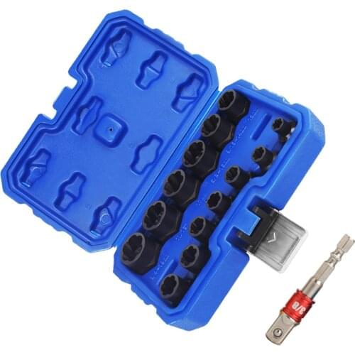 14PCS Nut Removal Tool Damaged Lug Nut Lock Remover Twist Socket Set Car Wheel Nut Socket Screw Extractor Tool Automotive Tools