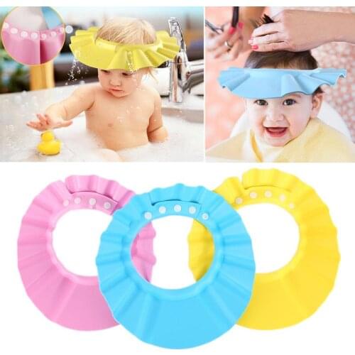 3 Color NEW Adjustable Baby Bath Hat Kids Shower Cap Wash Hair Protects Soft Hats For Baby Waterproof Shield For Bathing Shampoo