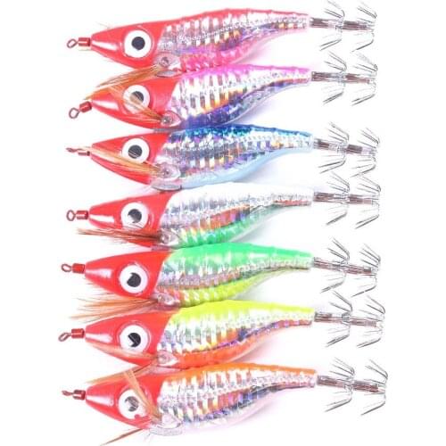30PCS Laser Bionic shrimp lure 9G 10CM Squid Jig Hard Bait Sea Fishing Lure Cuttlefish Squid Hook Shrimp Cuttlefish