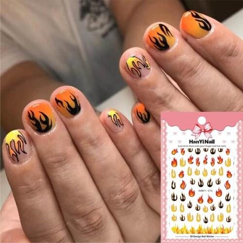3D Flame Embossed Nail Sticker Colorful Adhesive DIY Manicure Slider Nail Art Tips Decorations Decals