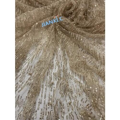 5yards gold hand print sparkle glued glitter african tulle mesh lace JIANXI.C-118104 with beads