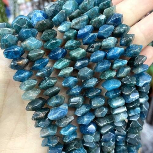 6*11mm Natural Blue Apatite Irregular Stone Spacer Loose Beads For Jewelry Charm DIY Making Bracelet Necklace