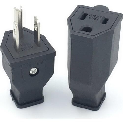 US American 3 Pins Industrial AC Electrical Power Rewireable Plug Male W/ Wire Socket Outlet Adapter Extension Cord Connector