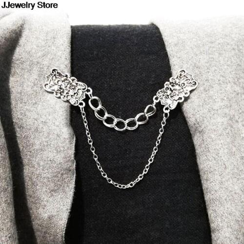 Cardigan Sweater Blouse Shawl Brooch Shirt Collar Retro Duck Clip Clasps Charm Accessories Carved Flower Women Jewelry Pin Gift