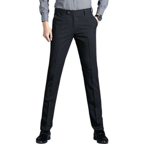 Four Seasons Mens Trousers Slim-fit Straight-leg Trousers Four-sided Stretch Pants Male Youth Business Mid-end Casual Trousers