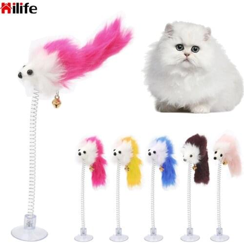 HILIFE Mice Shape Cat Toys Feather Toys With Plastic Suckers Pet Products Random Colour False Mouse