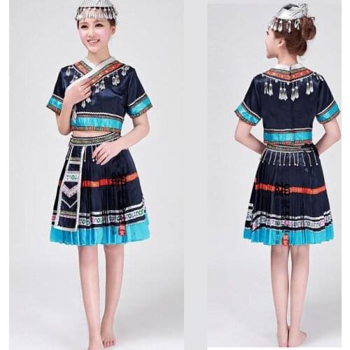 Hmong chinese clothes design women Chinese folk dance classical hmong dance custom clothes hmong dress stage dance wear FF1998