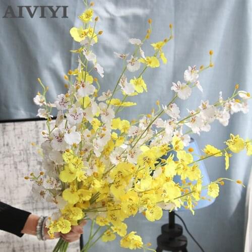 Spring Silk Flower Butterfly Orchid flower branch Artificial Flowers Fake Dancing orchid Wedding Home Party Decoration