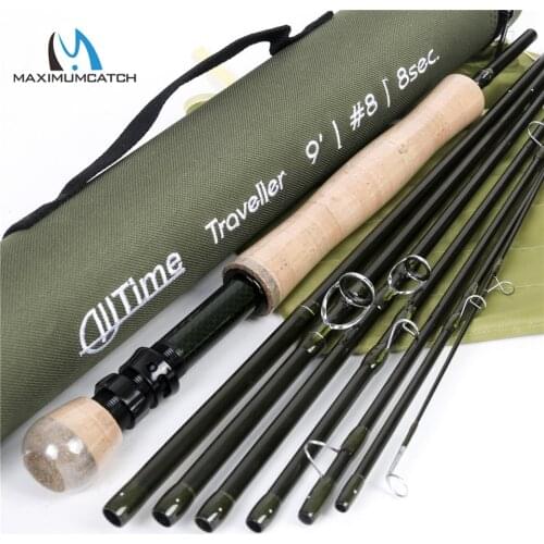 Maximumcatch AllTime 8pc Travel Fly Fishing Rod 5wt/6wt/8wt 9ft Pure 30T Carbon Fiber Fast Action Fly Rod