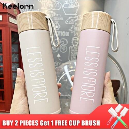 Keelorn 320ml Vacuum Flasks Thermoses Cup Portable handle stainless steel mug simple text literary Vacuum Cup