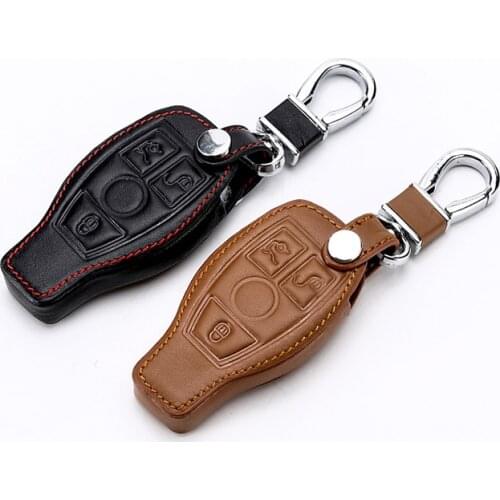 Genuine Leather Car Remote Key Shell Key Case Cover for Mercedes Benz Class W205 E Class W212 A B S GLC GLA GLK Car Accessories