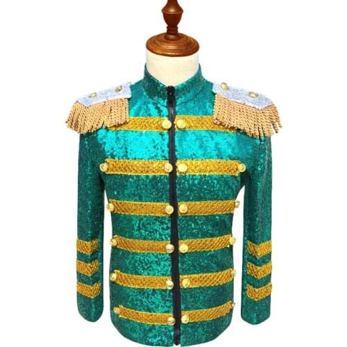 Green Sequin Suits Designs Homme Terno Stage Costumes For Singers Mens Blazer Dance Clothes Jacket Star Style Dress Punk Fashion