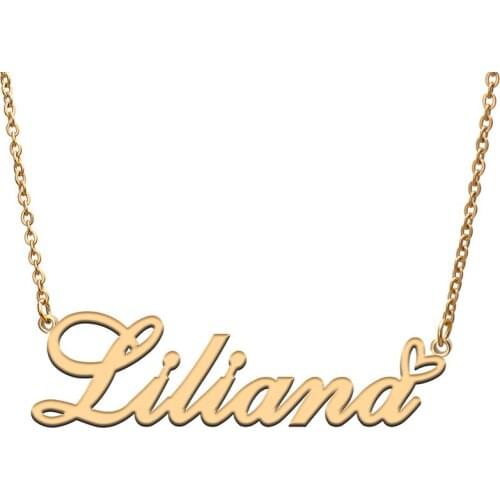 Liliana Love Heart Name Necklace Personalized Gold Plated Stainless Steel Collar for Women Girls Friends Birthday Wedding Gift