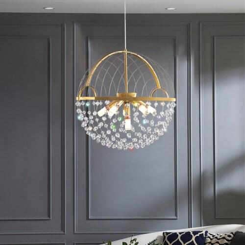 Bedroom chandelier bar spherical designer luxury bedside crystal chandelier simple Nordic restaurant art lampsity lamps