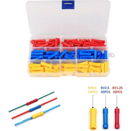 MUFOOR 120PCS BV1.25 BV2.5 BV5.5 Insulated Crimp Terminals Electrical Wire Cable Crimping Terminal Connector Assortment Kit