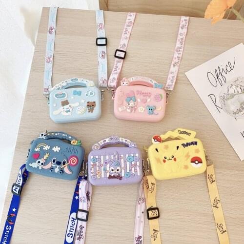 Cartoon Series Silicone Coin Purse StellaLou Stitch Cinnamoroll Fashion Portable Zipper Diagonal Bag Card Package Girls Gifts