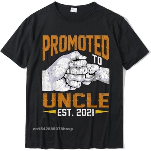 Mens Promoted To Uncle Est 2021 Shirt Christmas New Uncle T-Shirt Slim Fit Cotton Mens Tops T Shirt High Quality Top T-Shirts