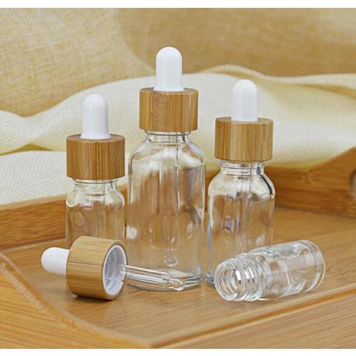 New 1000pcs 5ml 10ml 15ml 20ml 30ml 50ml oil clear bottle with bamboo essence in transparent glass 1000pcs wholesale