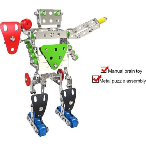 Novelty 3D Metal Material Blocks Brick DIY Model Bricks Building Blocks Assembling Robot Childrens educational toys